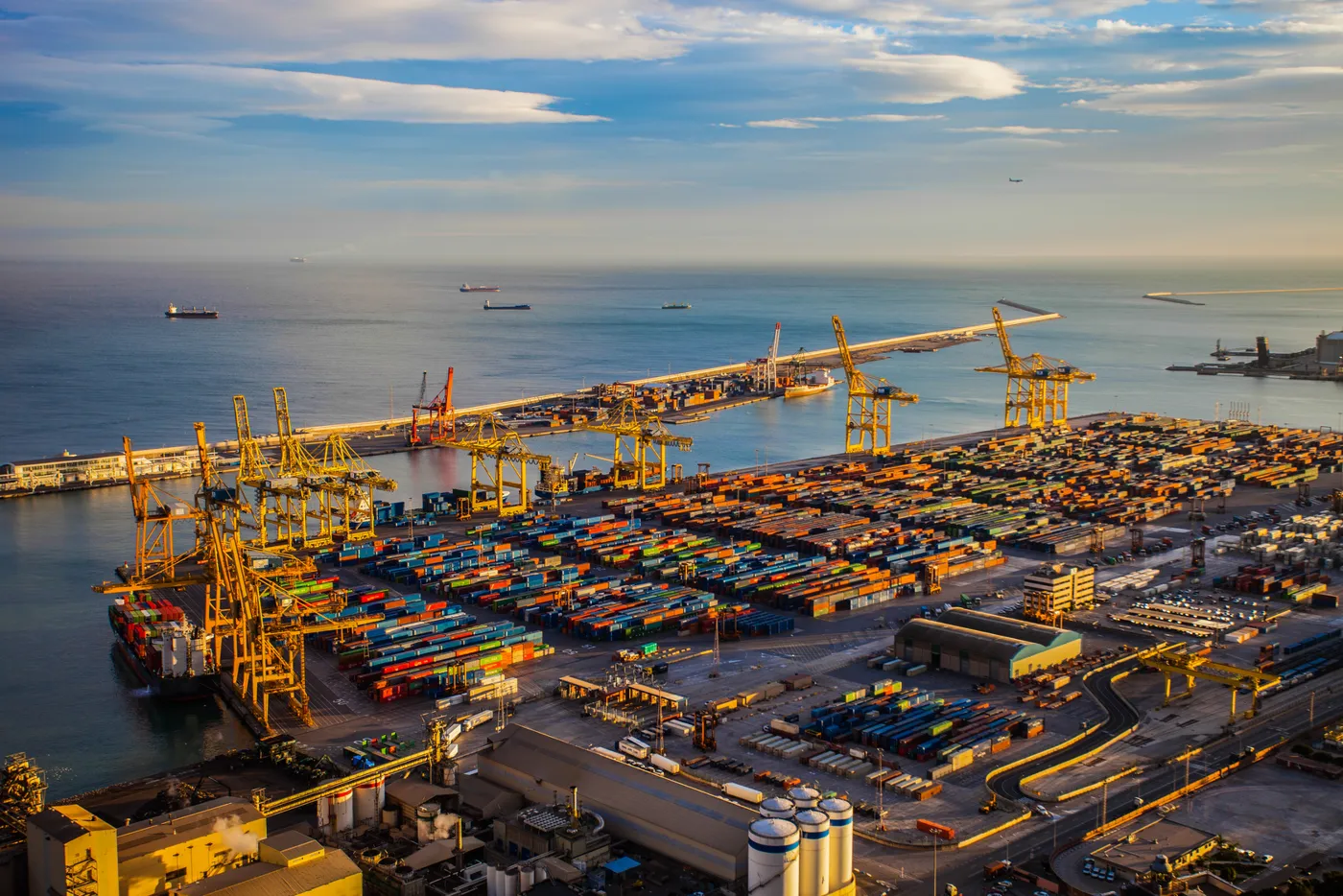 Container port and marine infrastructure from above