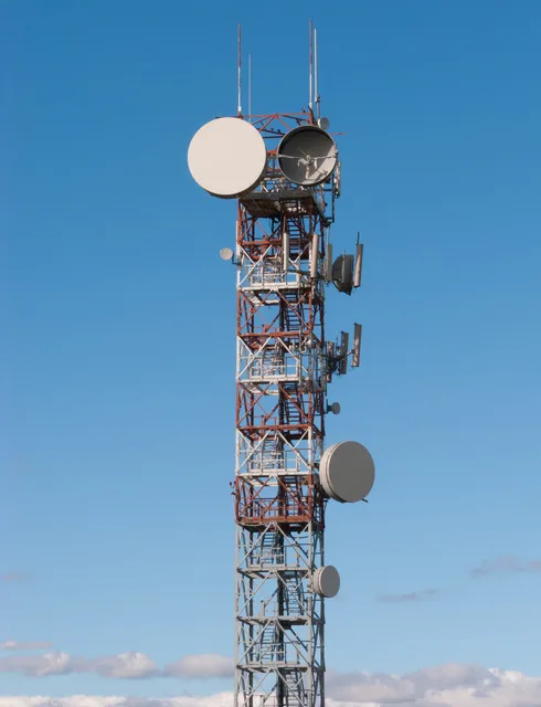 Lattice telecom tower carrying antennas